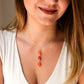 Carnelian necklace, raw carnelian, orange jewelry, crystal pendant, gemstone, three, orange wedding, bridesmaid, sterling silver, gold